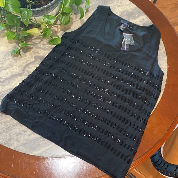 Isabel Lu  silk black beaded tank top large - Picture 6 of 8